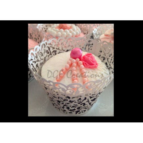 Cupcake wrappers white lace Set of 12